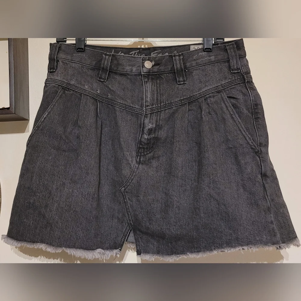 We The Free Charcoal Denim Skirt, Raw Hem, Size 30